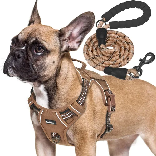 Vista 8 de Beebiepet Arnés táctico resistente para perros pequeños, arnés ajustable sin tirones para mascotas, arnés reflectante de servicio de entrenamiento