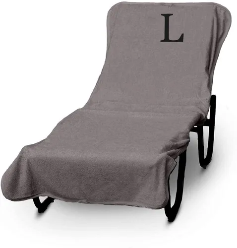Vista 106 de Funda de lujo para tumbona de piscina con monograma de Hotel y Spa, bordado con letras en bloque - Extra absorbente 100% algodón turco - Rizo suave