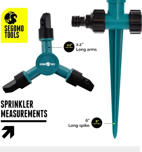 Vista 9 de Segomo Tools Sistema de riego giratorio de riego por rociador de agua de césped de jardín de 360 grados - GSR1
