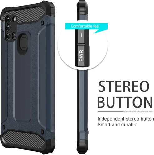 Vista 6 de Asuwish Funda compatible con Samsung Galaxy A21S y protector de pantalla de vidrio templado, accesorios de celda, fundas resistentes de doble capa