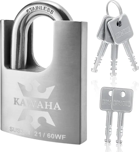 Vista 7 de 21/40-2PS Candado con Funda de Acero Inoxidable de Alta Seguridad con Llave de Acero Inoxidable para Uso en Interior y Exterior