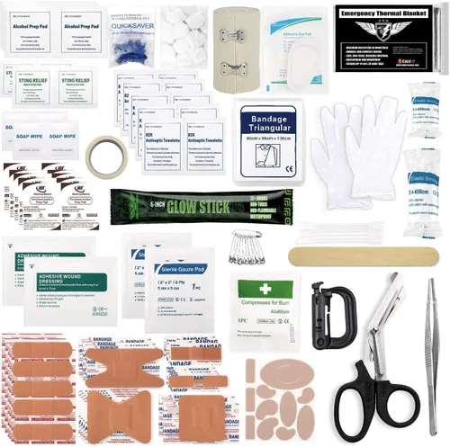 Vista 5 de Everlit IFAK Molle EMT Kit de primeros auxilios tácticos de 180 piezas para acampar al aire libre, kits de emergencia para camping, barco, caza