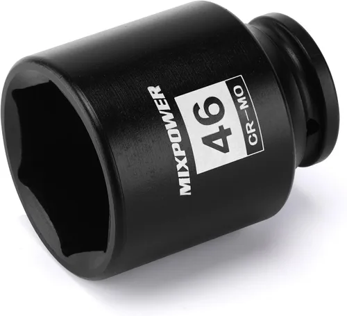 Vista 32 de MIXPOWER Zócalo de impacto poco profundo de 1/2", CR-MO, 1-1/4", 6 puntos, diseño de esquina de radio, tuerca de eje de grado de impacto para fácil
