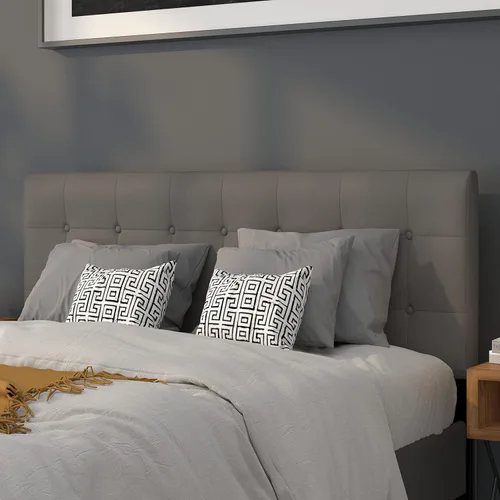 Vista 12 de Flash Furniture Bedford - Cabecero de cama doble tapizado con ribete de uñas en tela beige