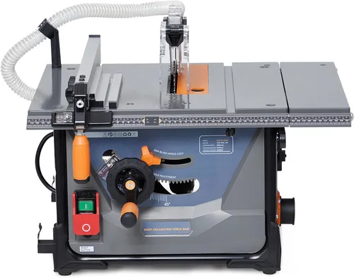 Sierra de mesa para lugar de trabajo, sierra de mesa de 98% de tasa de aspiración de 8.5 pulgadas, velocidad de corte de hasta 5000 RPM, 2000 W,
