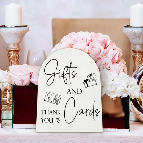 Vista 5 de Letrero de tarjetas y regalos para decoración de boda, mesa de regalo, letrero de arco de madera, letrero de agradecimiento, letreros de boda