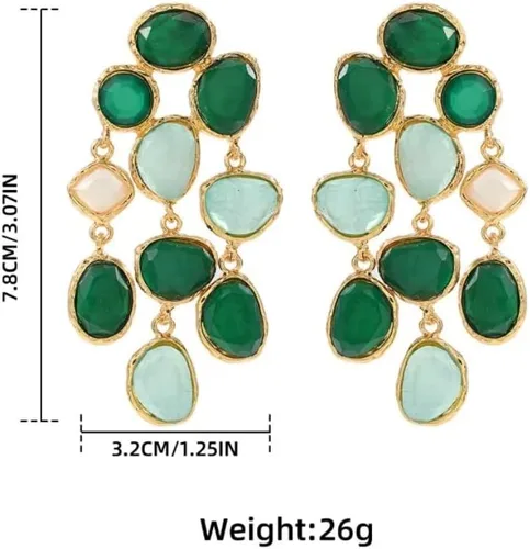 Vista 6 de Pendientes de resina de 3.1 * 1.3 in para mujer, estilo bohemio, estilo de playa vintage