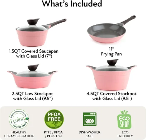 Vista 6 de Juego de utensilios de cocina de 7 piezas Neoflam Eela, marfil, Rosado