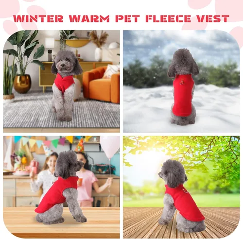 Vista 8 de PETCARE Suéter pequeño para perro y gato, chaleco de forro polar, chaqueta suave para perro con correa de anillo tórico para invierno, abrigo cálido