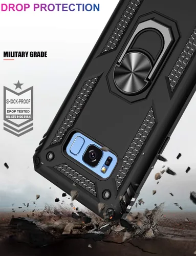 Vista 4 de LUMARKE Funda para Galaxy S8, pasa 16 pies, probada contra caídas con soporte de anillo magnético, compatible con soporte de montaje de automóvil