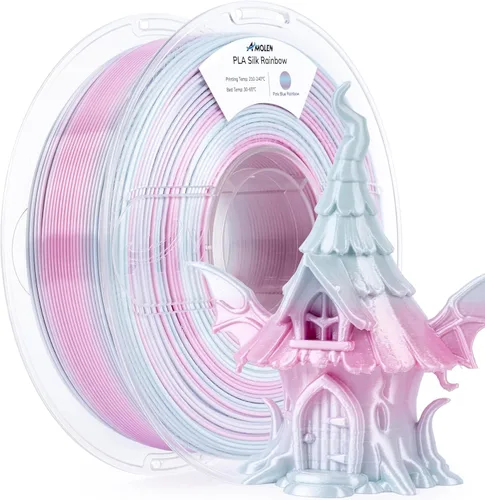 Vista 38 de AMOLEN Filamento PLA de Seda para Impresora 3D, Filamento PLA Kingfisher Rainbow Multicolor Brillante 1.75mm, Filamento de Impresión 3D PLA