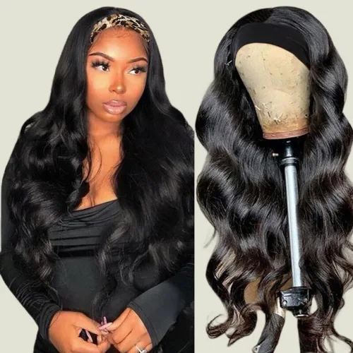 Vista 10 de Peluca rizada con diadema de cabello humano sin encaje frontal, pelucas rizadas para mujeres negras, cabello humano sin pegamento, 100% cabello