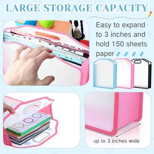 Vista 6 de PerKoop 6 Pcs Scrapbook Paper Storage Organizer 12'' x 12'' Sheets Portable Expandable Paper File Storage with Handle and Button Closure for Holding