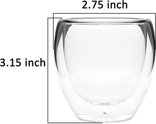 Vista 2 de Youngever Paquete de 3 tazas de espresso, tazas de café de vidrio con aislamiento térmico de doble pared, 5 onzas de alto