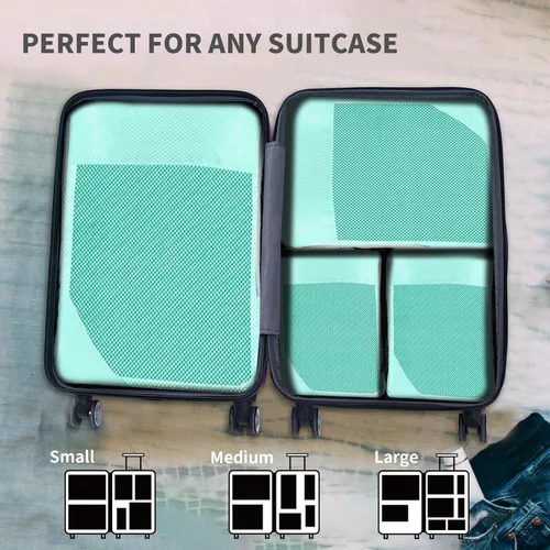 Vista 6 de BRAQ Juego de 6 cubos de compresión para maletas, bolsas organizadoras de viaje para equipaje, bolsas de compresión de viaje para empacar como