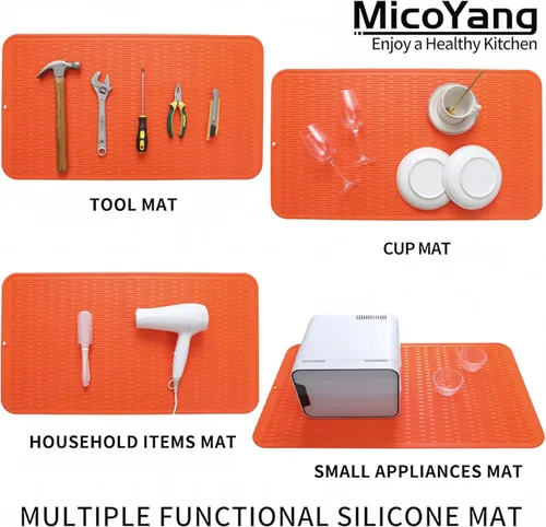 Vista 323 de MicoYang Alfombrilla de Silicona para Secar Platos de Múltiples Usos, Fácil de Limpiar, Ecológica, Alfombrilla de Silicona Resistente al Calor