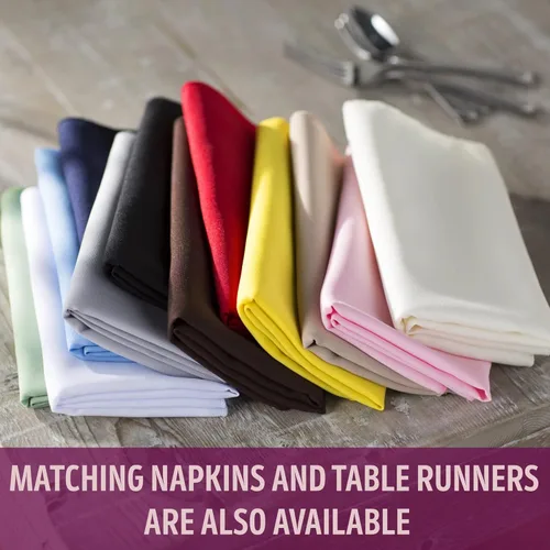 Vista 3 de LA Linen - Mantel redondo de popelina de poliéster de 51 pulgadas. Hecho en EE. UU.