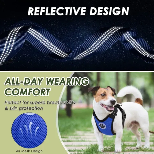 Vista 8 de Lukovee - arnés de seguridad para perro con cinturón de seguridad, arnés de seguridad ajustable para mascotas, doble tejido de malla transpirable