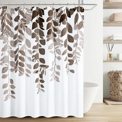 Vista 37 de BOODII Cortinas de ducha negras de 36 x 72 pulgadas, cortina de ducha de eucalipto de primavera para baño, cortina de baño con textura de flameado
