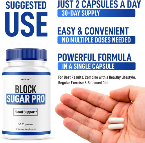 Vista 4 de Block Sugar Pro - Cápsulas oficiales BlockSugar Pro, píldoras de apoyo de suplemento SugarPro de bloque natural, fórmula avanzada, reseñas