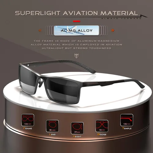 Vista 3 de ATTCL Gafas de sol polarizadas casuales para hombre, gafas de sol deportivas para conducir, protección UV, marco Al-Mg