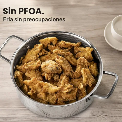 Vista 3 de Sartén híbrida antiadherente de 5 cuartos de galón para uso diario, freidora de pollo, utensilios de cocina sin PFOA, sartenes de 12 pulgadas