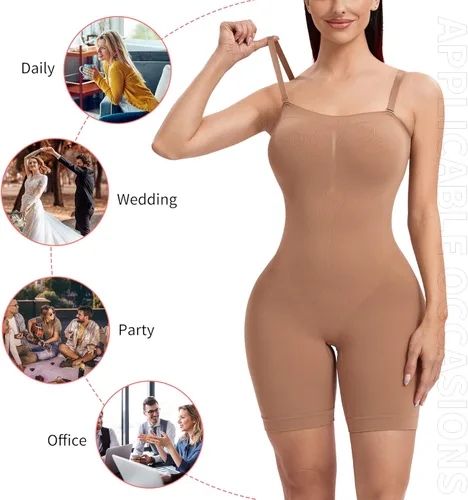 Vista 5 de JOYSHAPER Body moldeador con control de abdomen para mujer, sin costuras, a medio muslo, de compresión, moldeador de cuerpo completo