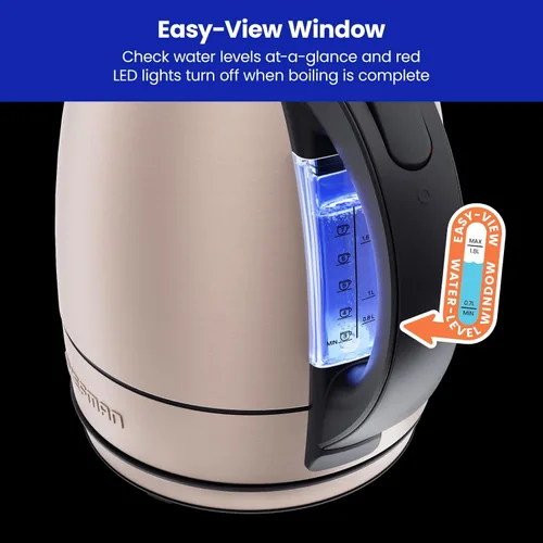 Vista 26 de Chefman Hervidor eléctrico, hervidor eléctrico de acero inoxidable de 1.8 litros con apagado automático, luces LED, protección para hervir y secar