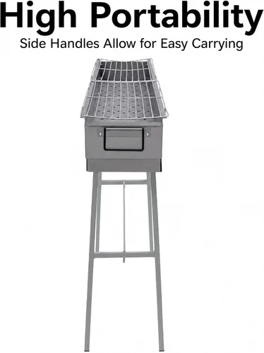 Vista 4 de Parrilla de carbón portátil, parrilla plegable para barbacoa con malla