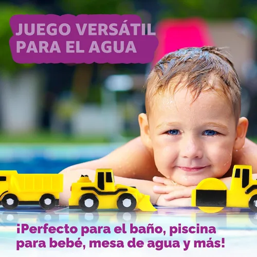 Vista 9 de Tub Works® Construction™ Trucks Mold Free Bath Toys, 6 Pack Sealed, No Hole Bath Toys Design Keeps Moisture Out Soft, Squeezable & Float on