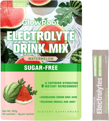 Bebida diaria de electrolitos – Sabor a sandía, 30 paquetes de varillas * 0.18 oz – Paquetes de hidratación con 7 electrolitos y minerales, polvo de