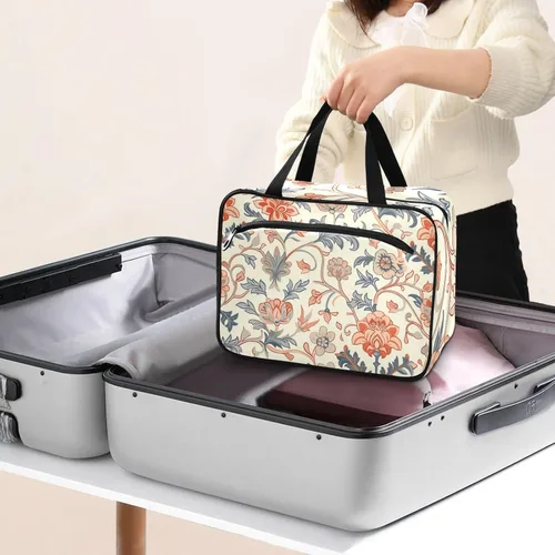 Vista 8 de William Morris Elegant Blue Hanging Makeup Travel Bag with Hook, Designer Expandable Bag for toiletries for Accessories Must Haves Trip bolso