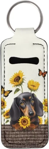 Vista 8 de Suobstales Chapstick - Llavero con clip en la manga de la bolsa para palillo labial, funda para bálsamo labial, protector de lápiz labial