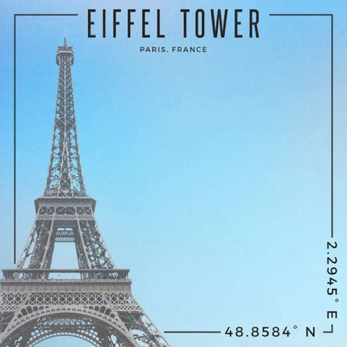 Vista 2 de Scrapbook Customs 39990 Torre Eiffel Paris France Coordinates 12 x 12 Papel de recortes de doble cara - 1 hoja