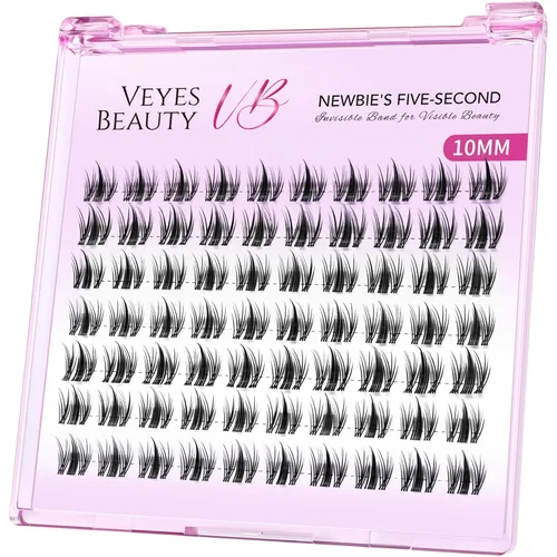 Vista 10 de VEYESBEAUTY Extensiones de Pestañas en Racimos Banda Delgada e Invisible DIY Pestañas Postizas Individuales Serie de Cinco Segundos