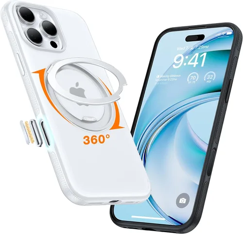 Vista 30 de TORRAS Soporte Magnético 360 para Funda de iPhone 16 Pro, Ostand 3.0 [Compatible con MagSafe] [4X Grado Militar Resistente a Golpes] Cubierta