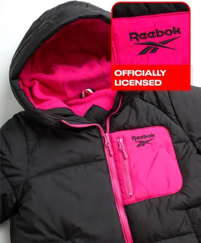 Vista 3 de Reebok Chaqueta de invierno para niñas Abrigo acolchado pesado Chaqueta de esquí resistente a la intemperie para niñas, 4-16