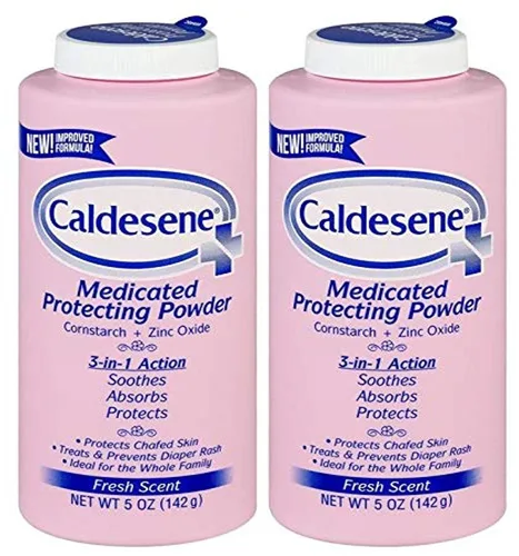 Caldesene Polvo corporal protector medicado con óxido de zinc y almidón de maíz, sin talco, 5 onzas (paquete de 2)