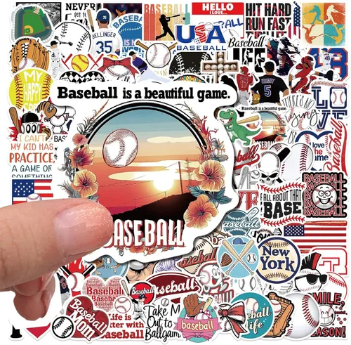 Vista 7 de 102 calcomanías de béisbol para álbumes de recortes, lindas calcomanías de vinilo motivacional impermeables para botellas de agua, cascos, equipaje