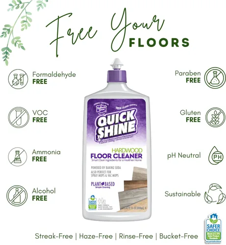 Vista 7 de Quick Shine Pure Floor Wax (27oz) Limpiador de pisos de madera dura y brillo (paquete de 2, 27 onzas)