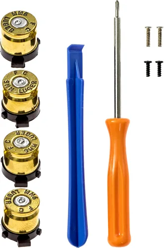 Vista 2 de Botones Bullet Controller para Playstation PS4 PS5 - Fabricado con carcasas de bala gastadas reales de 0.354 in - Incluye herramientas