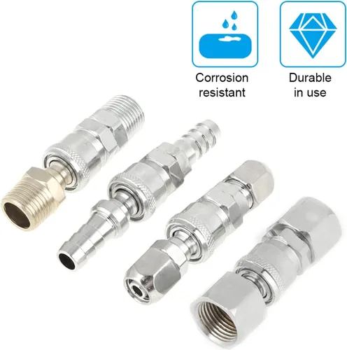 Vista 3 de Juego de acopladores de conexión BSP de 1/2 pulgadas, conector de compresor de aire con enchufe de 4 puertos y 4 enchufes, accesorios de aire
