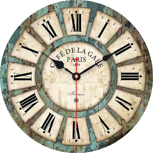 Vista 10 de VIKMARI Reloj de pared de madera de 14 pulgadas, decoración silenciosa del hogar del país francés toscano