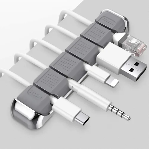 Vista 11 de AhaStyle Clips para cables, paquete de 3 soportes para cables, organizador de cables, autoadhesivo, para organizar el escritorio, cable USB, mesita
