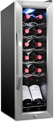 Vista 9 de Ivation Refrigerador de vino con compresor de 12 botellas con cerradura, refrigerador de bodega independiente grande, 41f-64f con control de Negro