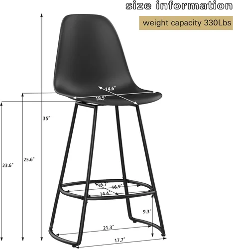 Vista 10 de Aklaus Juego de 4 taburetes de bar giratorios, modernos taburetes de bar de altura de mostrador con respaldo de plástico, acabado de metal blanco
