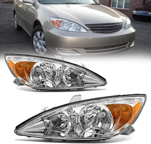 Vista 13 de Conjunto de faros delanteros para Toyota Camry 2007 2008 2009, carcasa cromada, reflector ámbar, lente transparente, repuesto izquierdo+derecho