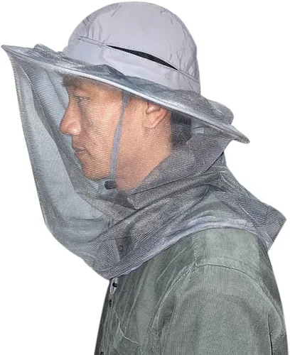 Vista 8 de Sombrero de velo de apicultor de abeja, mosquitos, insectos, insectos, pesca, jardinería, gorra con red para la cabeza, capucha de malla