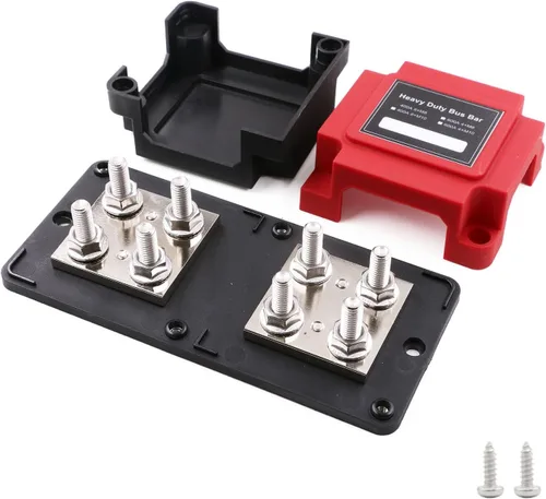 Vista 10 de Barra de bus de 12 V 100 A, bloques de distribución de energía resistente, 4 postes de 1/4 pulgadas + 12 terminales de tornillos de 5/32 pulgadas