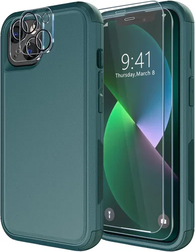 Vista 19 de Diverbox - Funda para iPhone 13 a prueba de golpes, caídas y polvo, funda de protección resistente para iPhone 13 de Apple, color negro